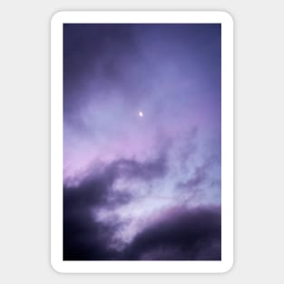 Purple Dreamy Sunset with Illuminated moon over New Zealand Sticker